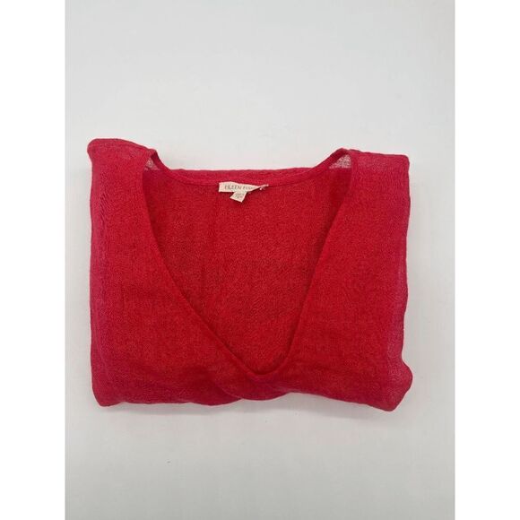 Eileen Fisher Linen Tunic Sheer V Neck 3/4 Sleeves Sz S Pink - Picture 3 of 9